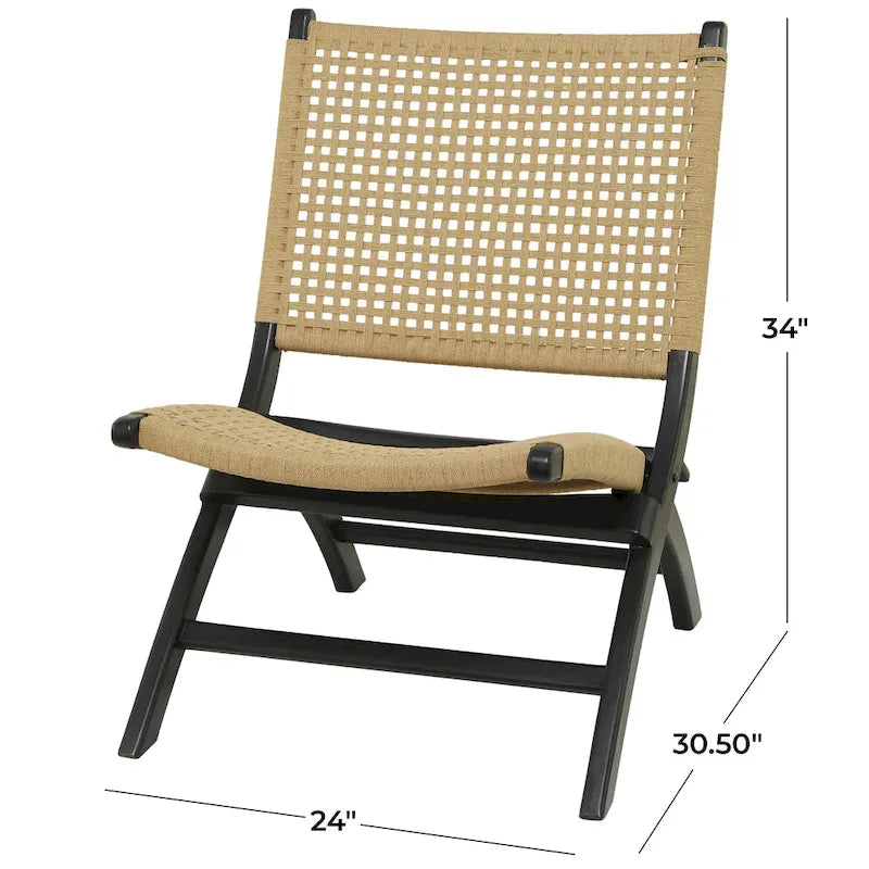 Wood Handmade Woven Living Room Accent Chair - Brown or Black - Roche River Decor
