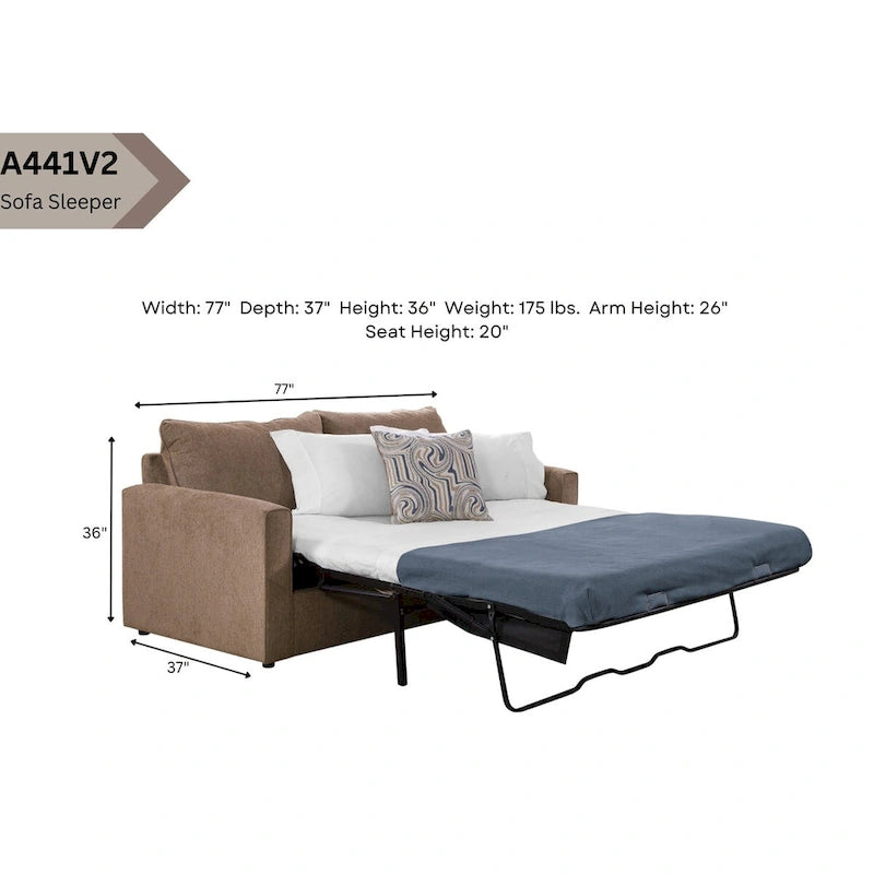 American Furniture Classics Delilah Model 8-040M-A441V2 Sleeper Sofa with 2 Throw Pillows