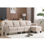 Convertible Sectional Sofa with Storage Ottoman, L-Shaped Couch, Beige, Modern Design
