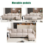 Convertible Sectional Sofa with Storage Ottoman, L-Shaped Couch, Beige, Modern Design