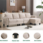 Convertible Sectional Sofa with Storage Ottoman, L-Shaped Couch, Beige, Modern Design