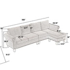 Convertible Sectional Sofa with Storage Ottoman, L-Shaped Couch, Beige, Modern Design