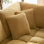 5-Seat Oversized Sectional Sofa, Yellow Corduroy, Convertible Sleeper Couch