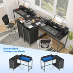 GIMMYFIVE L Shaped Gaming Desk with Power Outlets & LED Lights