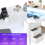 GIMMYFIVE L Shaped Gaming Desk with Power Outlets & LED Lights