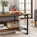 2-Tier Farmhouse 41 Large Wood Coffee Table with Shelf
