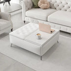 35 inch Wide Square Storage Benches Coffee Table with Lift Top Oversized Storage Ottoman in Upholstered
