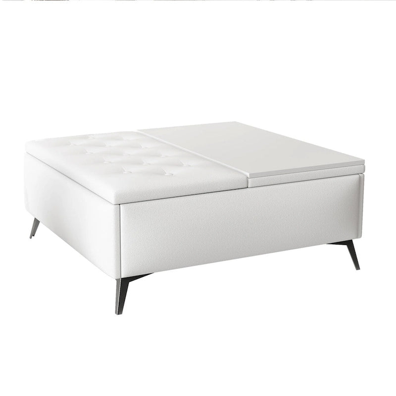 35 inch Wide Square Storage Benches Coffee Table with Lift Top Oversized Storage Ottoman in Upholstered