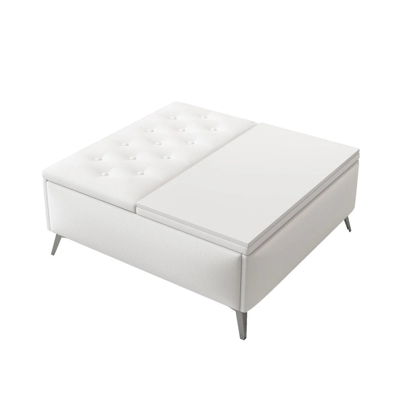 35 inch Wide Square Storage Benches Coffee Table with Lift Top Oversized Storage Ottoman in Upholstered