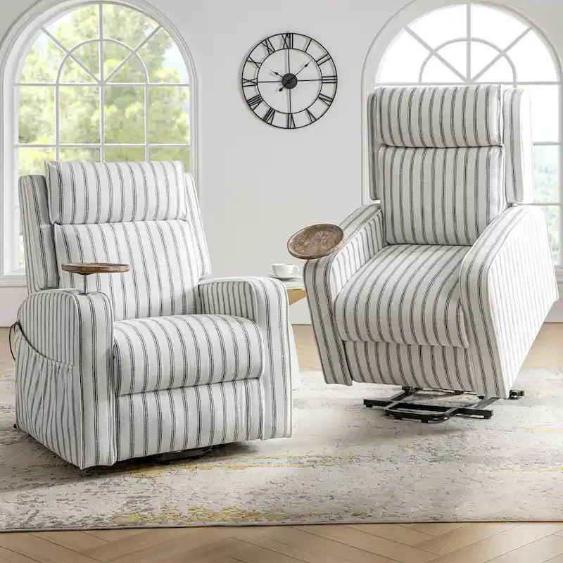 Modern Electric Lift, Massage, and Heated Recliner Sofa (with Charging Port and Solid Wood Tray) — 2-Piece Set
