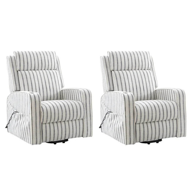 Modern Electric Lift, Massage, and Heated Recliner Sofa (with Charging Port and Solid Wood Tray) — 2-Piece Set