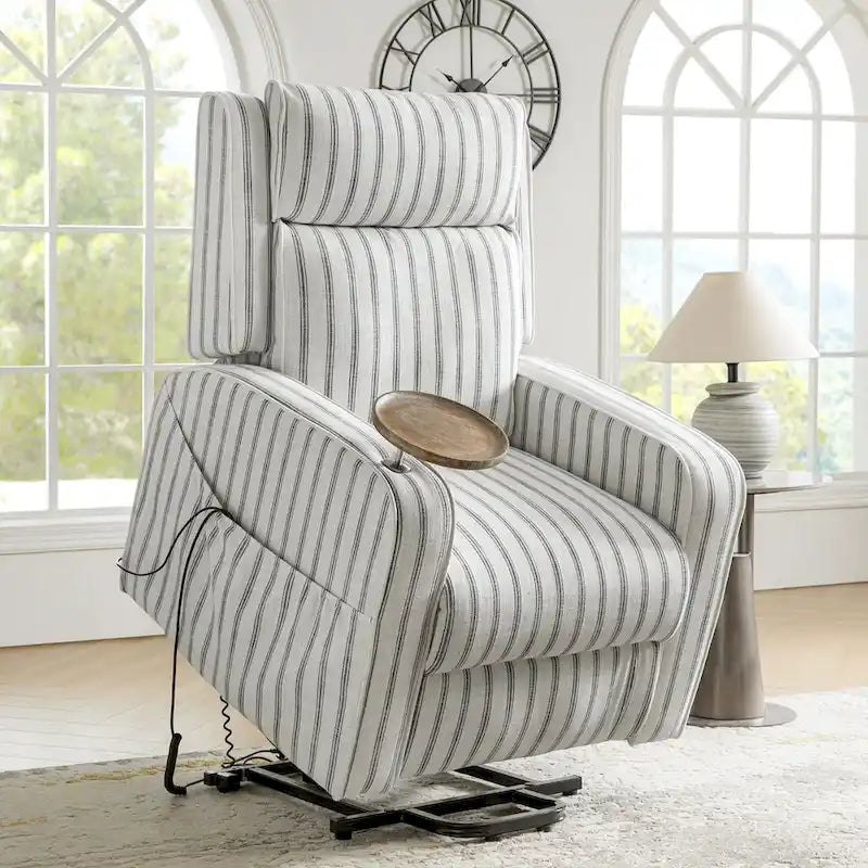 Modern Electric Lift, Massage, and Heated Recliner Sofa (with Charging Port and Solid Wood Tray) — 2-Piece Set
