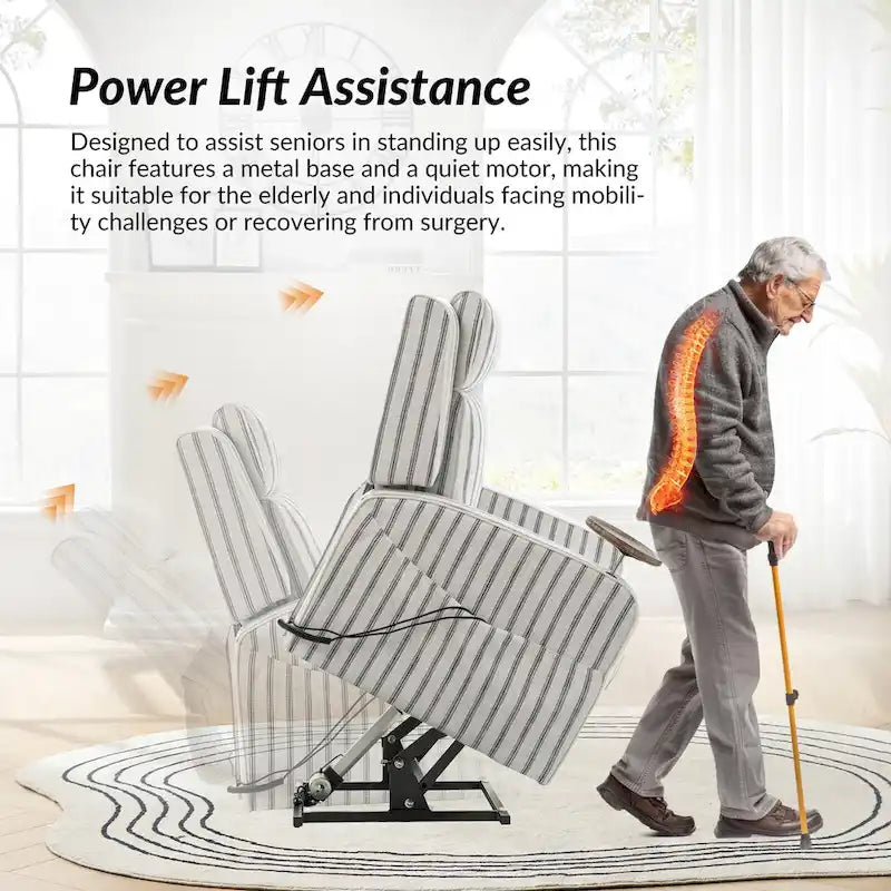 Modern Electric Lift, Massage, and Heated Recliner Sofa (with Charging Port and Solid Wood Tray) — 2-Piece Set