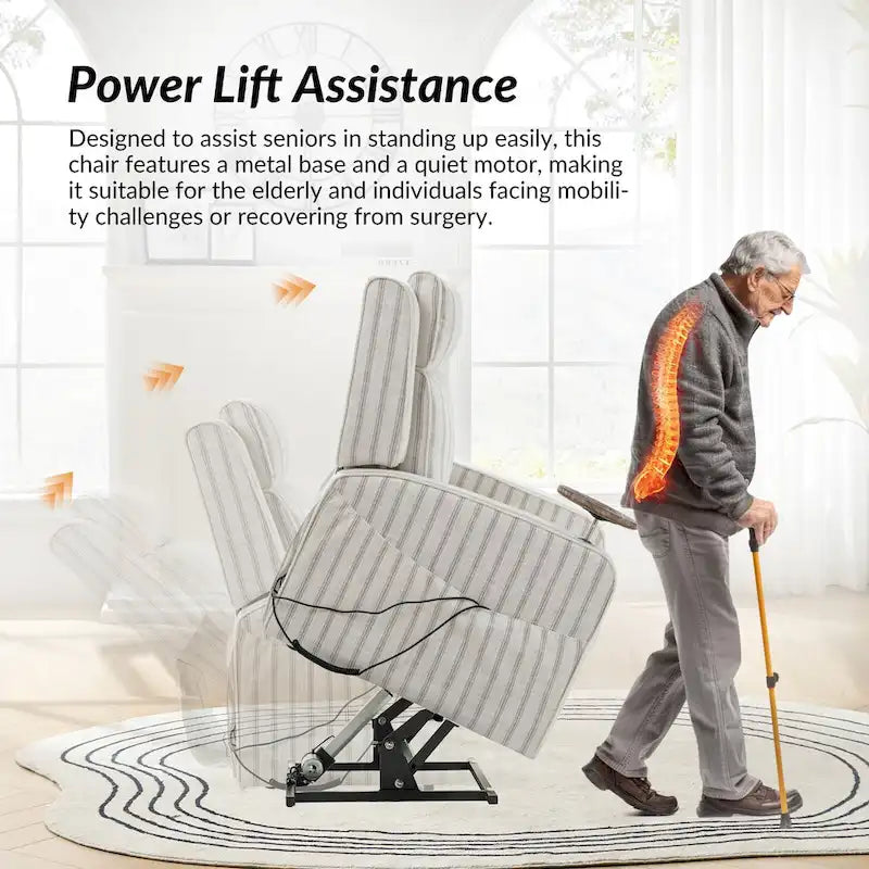 Modern Electric Lift, Massage, and Heated Recliner Sofa (with Charging Port and Solid Wood Tray) — 2-Piece Set