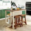 Solid Wood Rustic 3-piece 45 Butcher Block Dining Table Set
