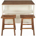Solid Wood Rustic 3-piece 45 Butcher Block Dining Table Set