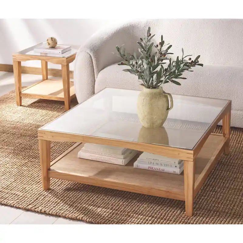 Square Glass Coffee Table — W40 x D40 x H17