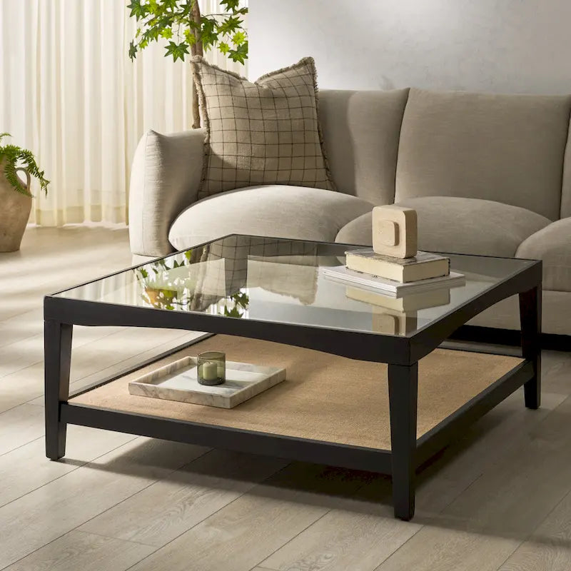Square Glass Coffee Table — W40 x D40 x H17