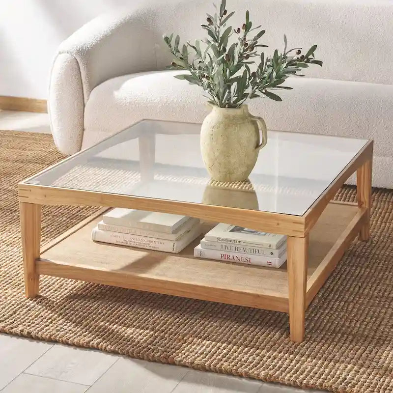 Square Glass Coffee Table — W40 x D40 x H17